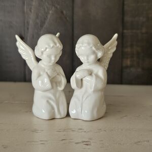 Goebel Porcelain Angel Figurines Two White Praying 2 Inch 1950s West Germany